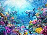 夢(mèng)幻海底的海豚與珊瑚