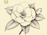 手繪山茶花插畫