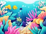 夢幻海底珊瑚與魚群世界