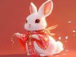 可愛白兔著華服迎新春