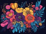 絢麗多彩花卉插畫