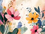 水彩花卉插畫(huà) 色彩斑斕