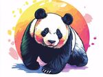 彩色熊貓插畫