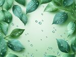 綠葉上的晶瑩水珠背景圖