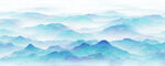 夢(mèng)幻藍(lán)調(diào)山水水彩畫(huà)
