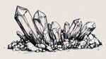黑白水晶簇插畫