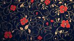 深藍(lán)底紅花金紋精美圖案