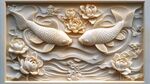 雙魚戲荷木雕藝術作品