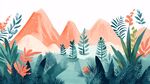 山間綠植風(fēng)景插畫