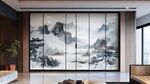 中式山水屏風(fēng)客廳裝飾畫