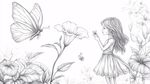女孩與蝶共繪自然之美