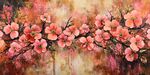 爛漫桃花油畫風花卉圖