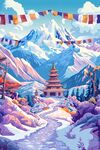 雪山下的夢幻藏式塔景