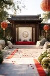 中式庭院婚禮浪漫場景