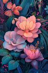 夢幻多彩花卉叢林景象