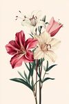 多彩百合花插畫