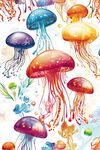 夢(mèng)幻水母水彩海洋圖案