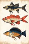 多彩魚類插畫
