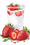 草莓牛奶飲品插畫圖