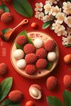 荔枝擺盤圖 中式風格美食