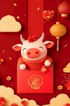 牛年紅包小牛賀歲圖