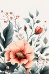 粉色花卉插畫 自然清新風