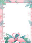 熱帶植物動(dòng)物花卉火烈鳥(niǎo)插畫(huà)邊框