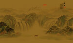 新中式水墨國(guó)畫(huà)山水背景墻壁畫(huà)
