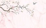 粉色大理石花鳥背景墻