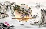 中式意境山水背景裝飾畫