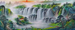 巨幅聚寶盆山水風(fēng)景畫