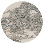新中式圓形水墨山水
