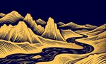 古風(fēng)金色山水畫背景