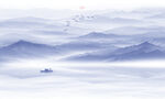 藍(lán)色水墨山水畫(huà)