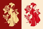 古風明代美女桂花圖案