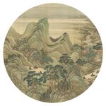 新中式水墨山水圓形裝飾畫