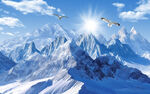 雪山風(fēng)景背景墻畫壁紙