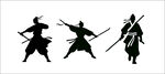三位持械武者剪影
