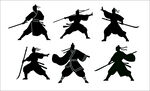 武士戰(zhàn)斗姿態(tài)剪影
