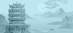 古風(fēng)樓閣山水意境圖