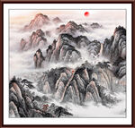 泰山日出國(guó)畫泰山