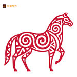 剪紙風(fēng)駿馬圖案設(shè)計素材