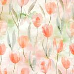 粉色水彩風郁金香花卉圖案無縫
