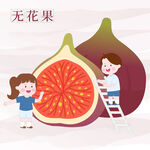 兒童看圖識(shí)物水果無(wú)花果卡片插畫(huà)