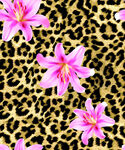 豹紋底粉色花朵圖案