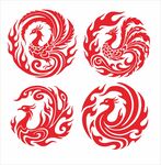 四枚精美鳳凰傳統(tǒng)圖案