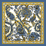 藍白佩斯利花紋方巾絲巾圖案