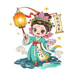 中國(guó)風(fēng)燈籠卡通人物女孩設(shè)計(jì)
