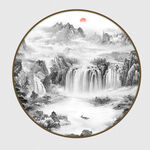 圓形新中式山水畫