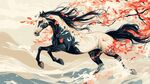 水墨奔馬伴紅葉顯神韻